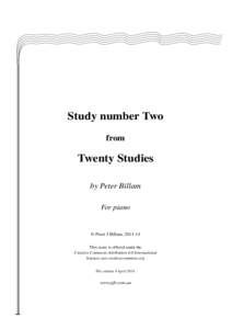 Study number Two from Twenty Studies by Peter Billam For piano