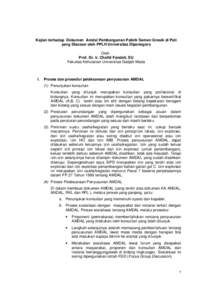 Kajian terhadap Dokumen Amdal Pembangunan Pabrik Semen Gresik di Pati yang Disusun oleh PPLH Universitas Diponegoro Oleh Prof. Dr. Ir. Chafid Fandeli, SU Fakultas Kehutanan Universitas Gadjah Mada