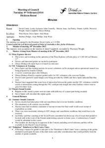 Meeting of Council Tuesday 4th February2014 63Room Dickson Minutes Attendance