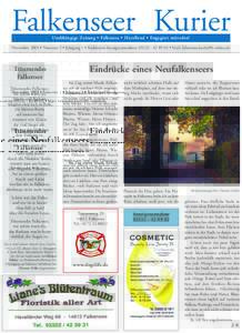 Falkenseer Kurier Unabhängige Zeitung • Falkensee • Havelland • Engagiert mitreden! November 2003 • Nummer 2 • Jahrgang 1 • Redaktion/Anzeigenannahme:  • Mail: 
