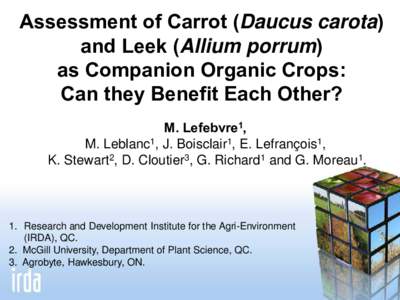 Assessment of Carrot (Daucus carota) and Leek (Allium porrum) as Companion Organic Crops: Can they Benefit Each Other?