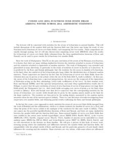 CURVES AND ZETA FUNCTIONS OVER FINITE FIELDS ARIZONA WINTER SCHOOL 2014: ARITHMETIC STATISTICS CHANTAL DAVID ASSISTANT: ALINA BUCUR  1. Introduction