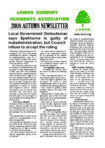 2008 AUTUMN NEWSLETTER Local Government Ombudsman says Spelthorne is guilty of