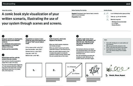 Storyboarding About this activity: Before Starting This Activity:  A comic book style visualization of your