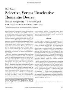 PS YC HOLOGICA L SC IENCE  Short Report Selective Versus Unselective Romantic Desire