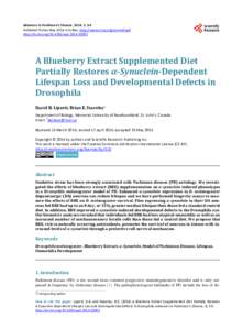 A Blueberry Extract Supplemented Diet Partially Restores α-Synuclein-Dependent Lifespan Loss and Developmental Defects in Drosophila