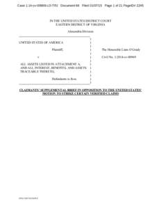 Case 1:14-cv[removed]LO-TRJ Document 66 Filed[removed]Page 1 of 21 PageID# 2245  IN THE UNITED STATES DISTRICT COURT EASTERN DISTRICT OF VIRGINIA Alexandria Division UNITED STATES OF AMERICA