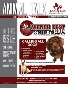 Animal Talk Don’t Buy Love, Adopt It. SeptemberIn This