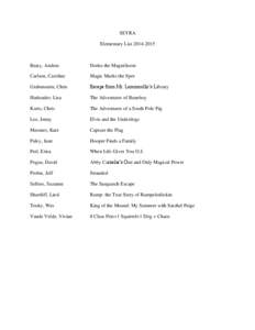 SSYRA Elementary List[removed]Beaty, Andrea  Dorko the Magnificent