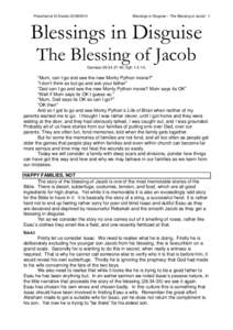 Preached at St Davids[removed]Blessings in Disguise – The Blessing of Jacob/ 1 Blessings in Disguise The Blessing of Jacob