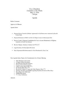 City of Hamilton Committee of the Whole May 13, 2014 7:00 pm Agenda Public Comment