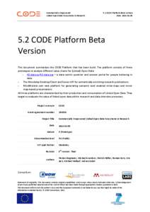 Commercially Empowered Linked Open Data Ecosystems in Research 5.2 CODE Platform Beta Version Date: [removed]