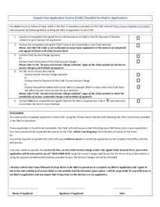 CVAC Checklist for Mail In Applications