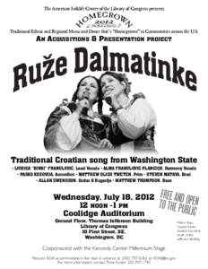 Croatian folk music / Croatia / Croatian dances / American Folklife Center / Folklife / Croats / Anacortes /  Washington / Thompson / Europe / Korčula / Vela Luka