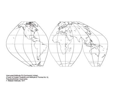 Interrupted McBryde P3 (Continental Unities); (Fusion of Craster Parabolic and McBryde & Thomas No. 5); Pseudocylindrical; Equal-area; F. Webster McBryde; 1977  