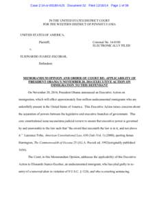 Case 2:14-cr[removed]AJS Document 32 Filed[removed]Page 1 of 38  IN THE UNITED STATES DISTRICT COURT FOR THE WESTERN DISTRICT OF PENNSYLVANIA UNITED STATES OF AMERICA, Plaintiff,