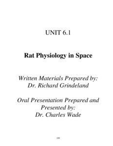 UNIT 6.1  Rat Physiology in Space