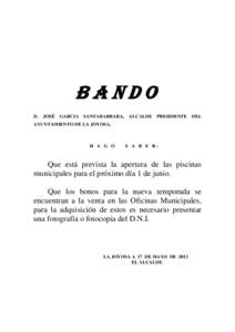 BANDO D. JOSÉ GARCIA SANTABARBARA, ALCALDE  PRESIDENTE