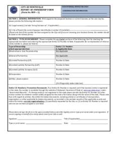 FOR INTERNAL OFFICE USE ONLY  CITY OF HUNTSVILLE REPORT OF OWNERSHIP FORM  CONFIRMATION INFORMATION: