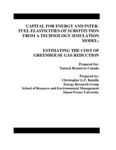 CAPITAL FOR ENERGY AND INTERFUEL ELASTICITIES OF SUBSTITUTION FROM A TECHNOLOGY SIMULATION MODEL: ESTIMATING THE COST OF GREENHOUSE GAS REDUCTION Prepared for: