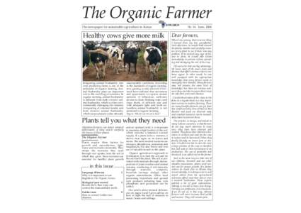 The Organic Farmer The newspaper for sustainable agriculture in Kenya Healthy cows give more milk  Integrating animal husbandry into