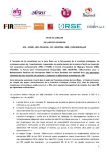 POUR UN LABEL ISR _DECLARATION COMMUNE_31[removed]