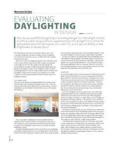 Showcase Section  EVALUATING DAYLIGHTING