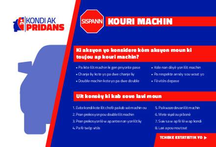 KOURI MACHIN Ki aksyon yo konsidere kòm aksyon moun ki toujou ap kouri machin? • Pa kite lòt machin ki gen priyorite pase  • Kole nan dèyè yon lòt machin