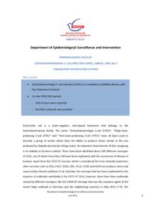 Department of Epidemiological Surveillance and Intervention EPIDEMIOLOGICAL DATA OF ENTEROHAEMORRHAGIC E.COLI INFECTION (EHEC), GREECE, [removed]MANDATORY NOTIFICATION SYSTEM)  Main points