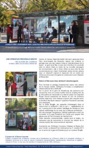 CAROLA CRÉE L’ÉVÉNEMENT AVEC JCDECAUX INNOVATE DANS LES RUES DE STRASBOURG Un dispositif réalisé pour Carola par JCDecaux Innovate, Citeasen et Rezau Est, visible jusqu’au 21 octobre[removed]UNE OPÉRATION RÉGION