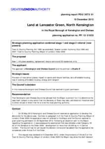 planning report PDUDecember 2012 Land at Lancaster Green, North Kensington in the Royal Borough of Kensington and Chelsea planning application no. PP