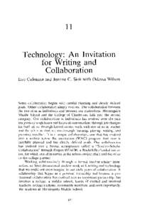 11  Technology: An Invitation for Writing and Collaboration Eve Coleman and Jeanne C. Sink with Odessa Wilson