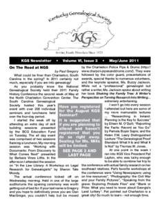 KGS Newsletter On The Road at NGS •  Volume VI, Issue 3