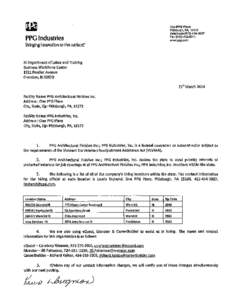 One PPG Place Pl«sburgh, PA[removed]Telephone[removed]·3827 Fax[removed]www.ppg.com