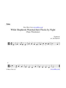 Viola: Sheet Music from www.mfiles.co.uk While Shepherds Watched their Flocks by Night (Tune: Winchester) Traditional
