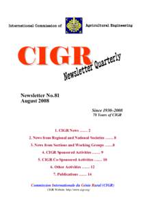 International Commission of  Agricultural Engineering CIGR Newsletter No.81