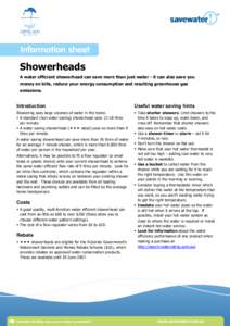 Showerheads A water efficient showerhead can save more than just water - it can also save you money on bills, reduce your energy consumption and resulting greenhouse gas emissions.  Introduction