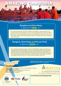 AMAZING CAMBODIA  Bangkok and Siem Reap 5 nights from $  1950