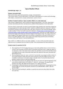 Sun|trek Space Weather Effects: Teacher Notes  Space Weather Effects Intended age range: KS4 Science curriculum links Main content links: speed and acceleration, energy, communications