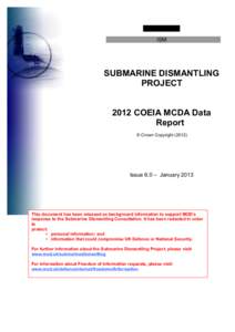 XXXXXXXXXX ISM SUBMARINE DISMANTLING PROJECT 2012 COEIA MCDA Data