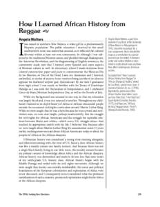 How I Learned African History from Reggae g I  Angela Walters