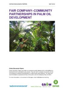 Fair Company–Community Partnerships in Palm Oil Development