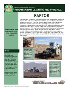 Demining / Mine action / Fendt / HALO Trust / Tractor / Land mine / Raptor / Technology / Construction / Mine warfare / Agricultural machinery / Engineering vehicles