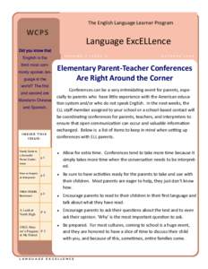 The English Language Learner Program  WCPS Language ExcELLence