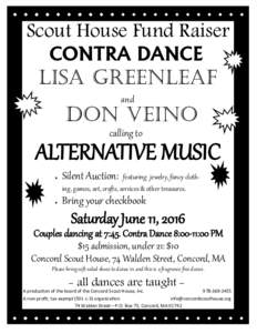 Scout House Fund Raiser CONTRA DANCE LISA gREENLEAF and