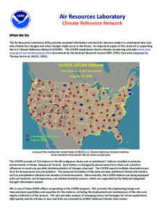 Air Resources Laboratory Climate Reference Network What We Do The Air Resources Laboratory (ARL) provides essential information and tools for decision-makers to understand how and why climate has changed and what changes