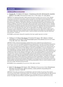 Abstracts Articles publiés ou sous presse q Grosjean, Ph., Ch. Spirlet & M. Jangoux. A functional growth model with intraspecific competition applied to a sea urchin, Paracentrotus lividus. Can. J. Fish. Aquat. Sci. (so