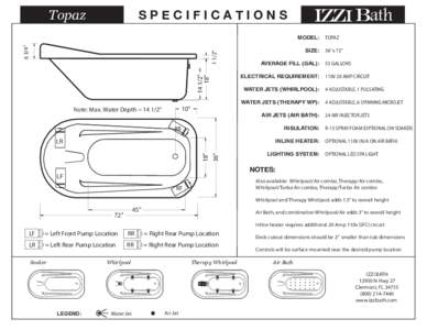 Topaz  SPECIFICATIONS izzi bath