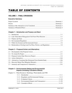 HEAVENLY MOUNTAIN RESORT EPIC DISCOVERY PROJECT EIR/EIS/EIS TABLE OF CONTENTS TABLE OF CONTENTS VOLUME I – FINAL EIR/EIS/EIS Executive Summary