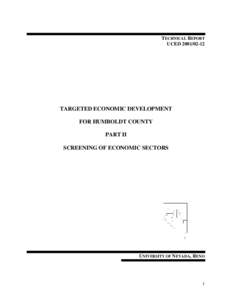 TECHNICAL REPORT UCED[removed]TARGETED ECONOMIC DEVELOPMENT FOR HUMBOLDT COUNTY PART II